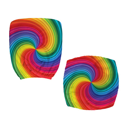 Rainbow Swirl Print Office Chair Cover