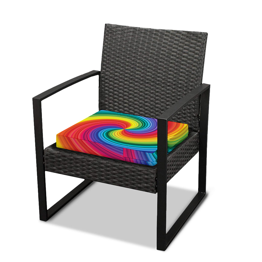 Rainbow Swirl Print Outdoor Seat Cushion Cover