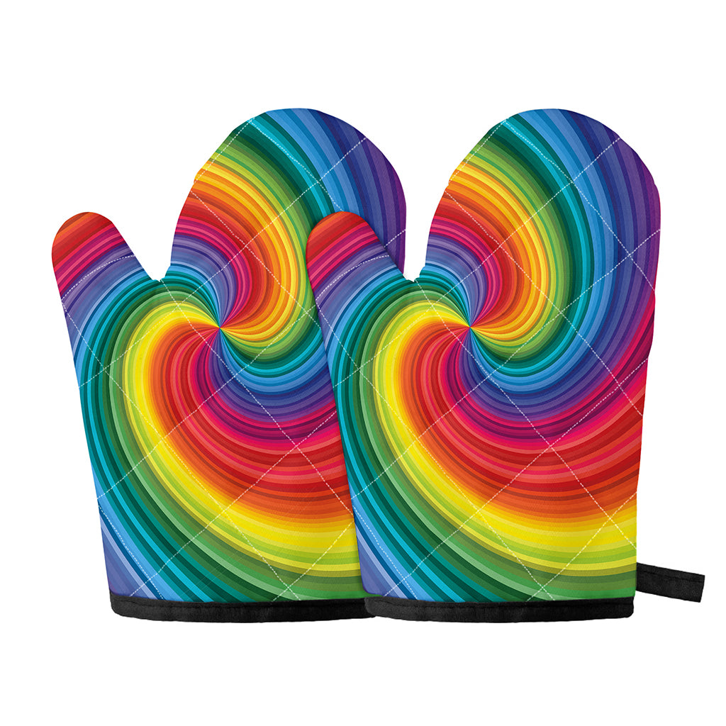 Rainbow Swirl Print Oven Mitts