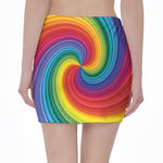 Rainbow Swirl Print Pencil Mini Skirt