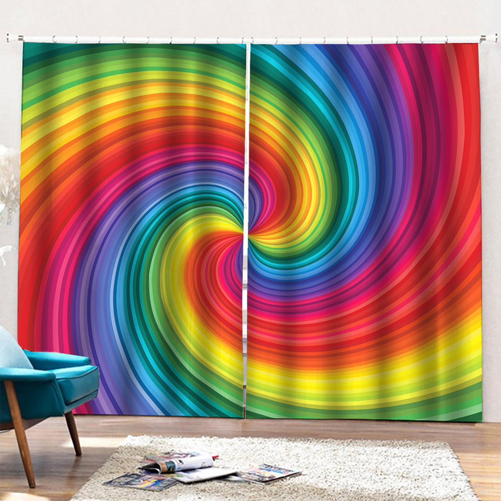 Rainbow Swirl Print Pencil Pleat Curtains