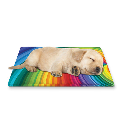 Rainbow Swirl Print Pet Cooling Mat Cover