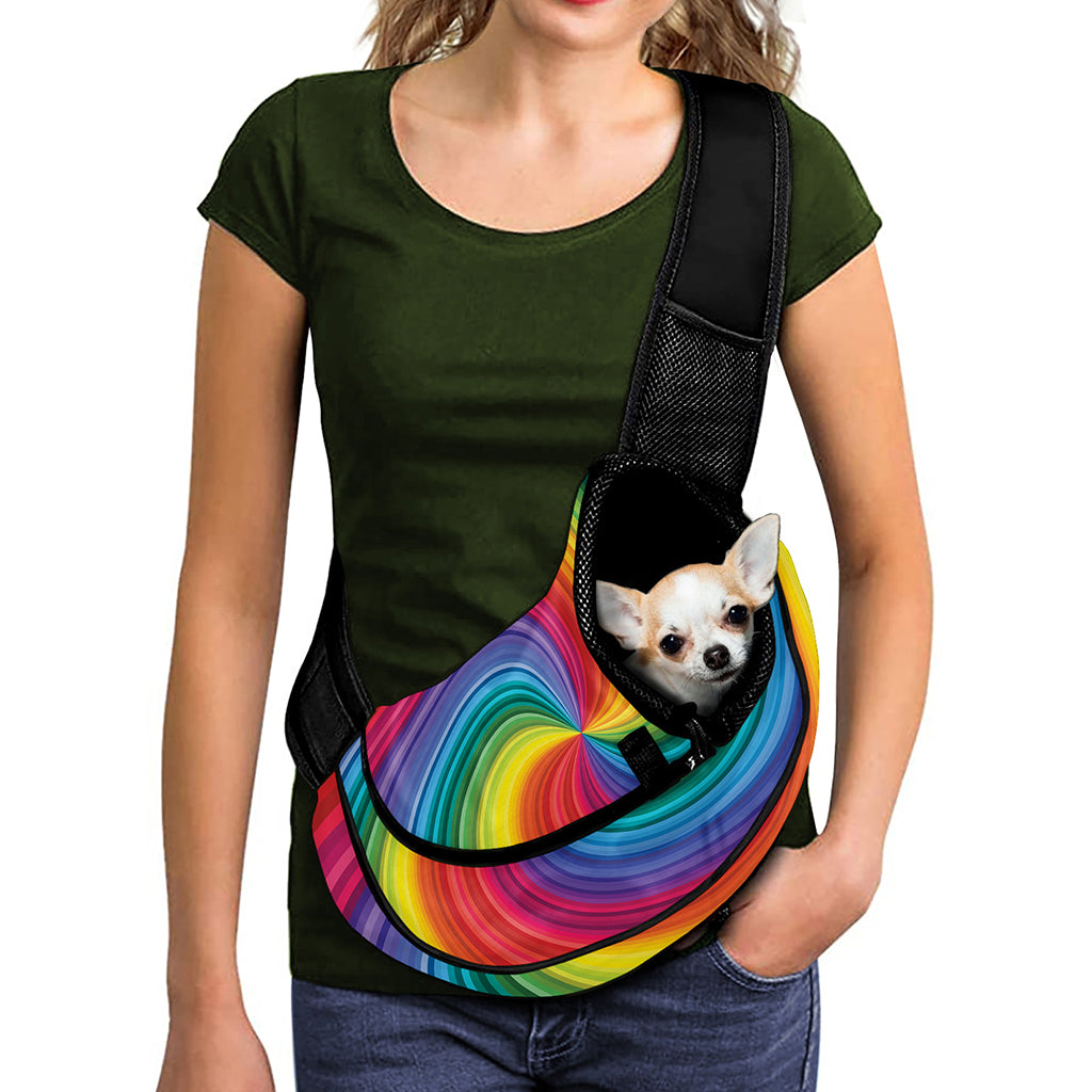 Rainbow Swirl Print Pet Sling Carrier