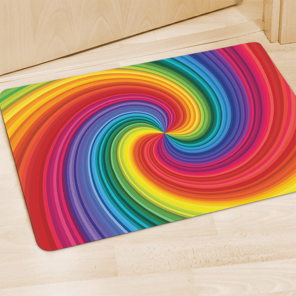 Rainbow Swirl Print Polyester Doormat
