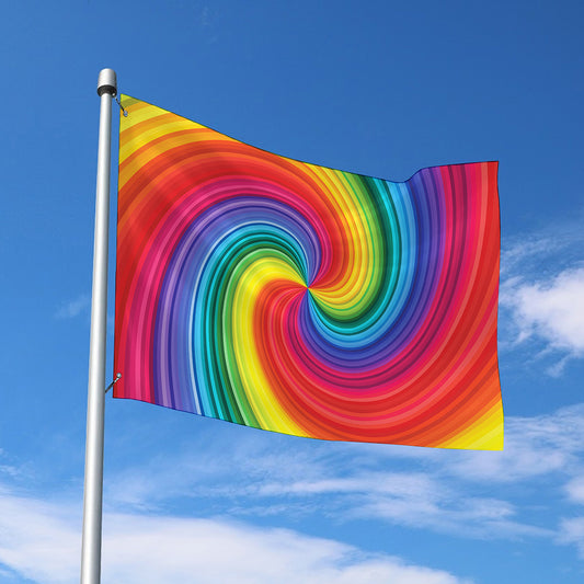 Rainbow Swirl Print Polyester Flag