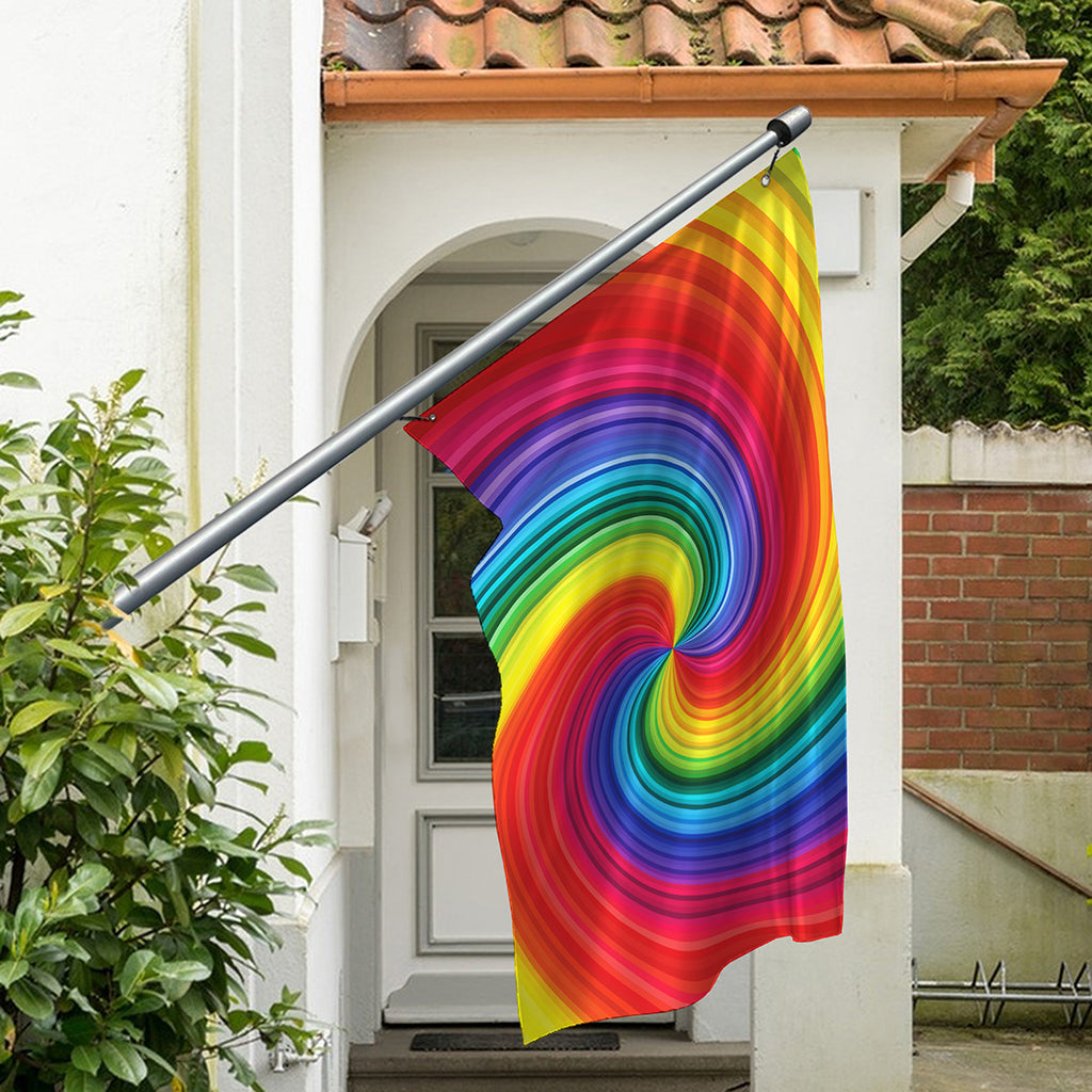 Rainbow Swirl Print Polyester Flag