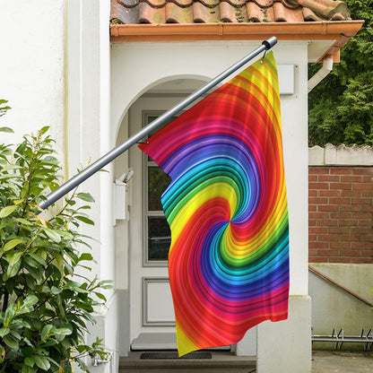 Rainbow Swirl Print Polyester Flag