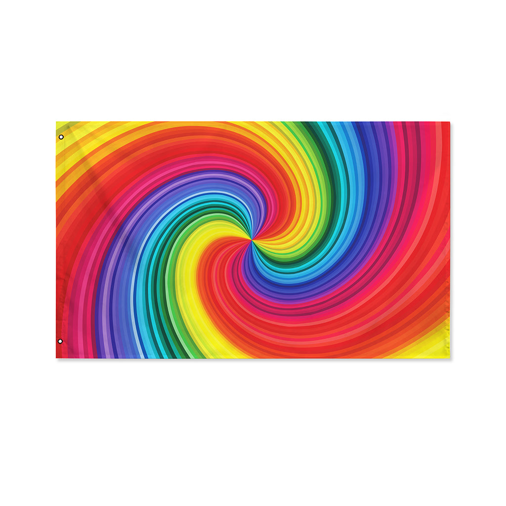 Rainbow Swirl Print Polyester Flag