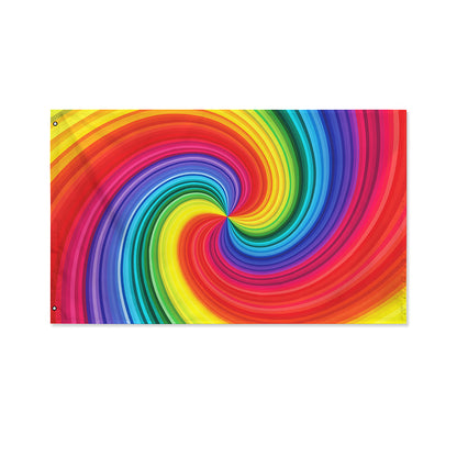 Rainbow Swirl Print Polyester Flag