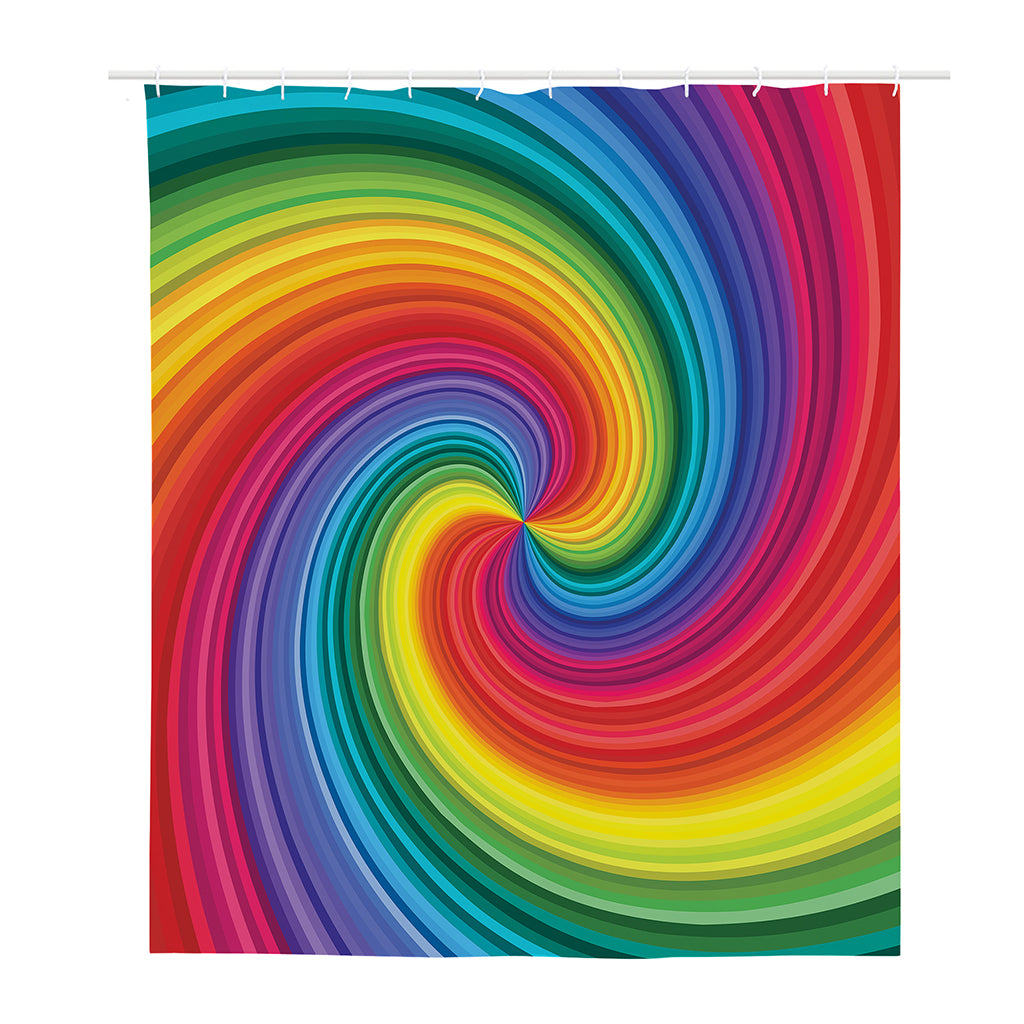 Rainbow Swirl Print Polyester Shower Curtain