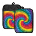 Rainbow Swirl Print Pot Holders With Pocket