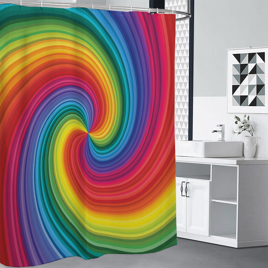 Rainbow Swirl Print Premium Shower Curtain