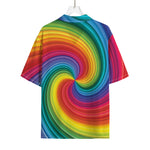 Rainbow Swirl Print Rayon Hawaiian Shirt