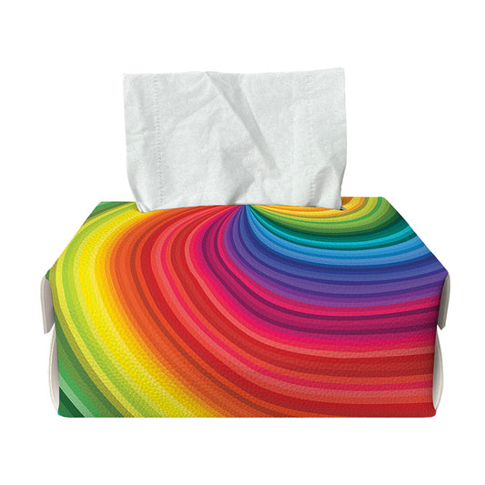 Rainbow Swirl Print Rectangle Tissue Box Cover