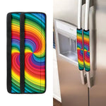 Rainbow Swirl Print Refrigerator Handle Covers