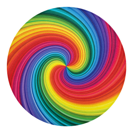Rainbow Swirl Print Round Blanket