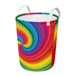 Rainbow Swirl Print Round Laundry Basket
