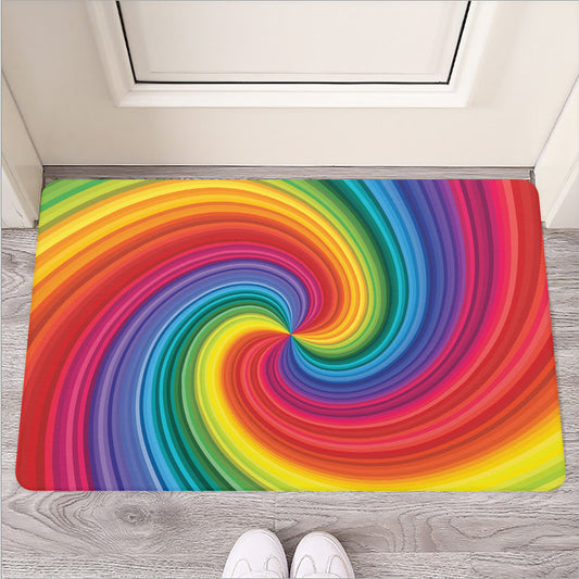Rainbow Swirl Print Rubber Doormat