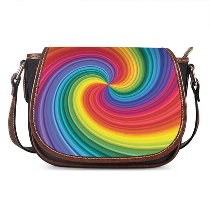 Rainbow Swirl Print Saddle Bag