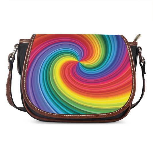 Rainbow Swirl Print Saddle Bag