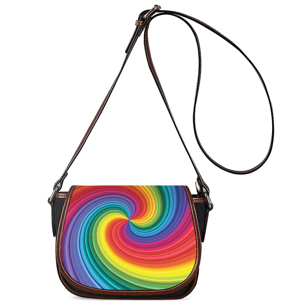 Rainbow Swirl Print Saddle Bag