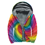 Rainbow Swirl Print Sherpa Lined Zip Up Hoodie