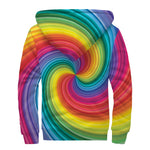 Rainbow Swirl Print Sherpa Lined Zip Up Hoodie