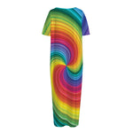 Rainbow Swirl Print Short Sleeve Long Nightdress