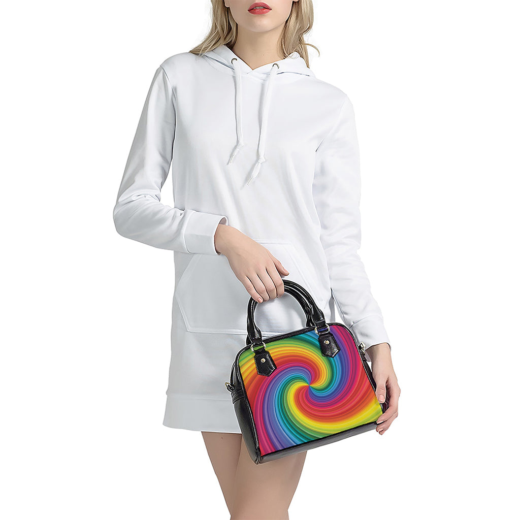 Rainbow Swirl Print Shoulder Handbag