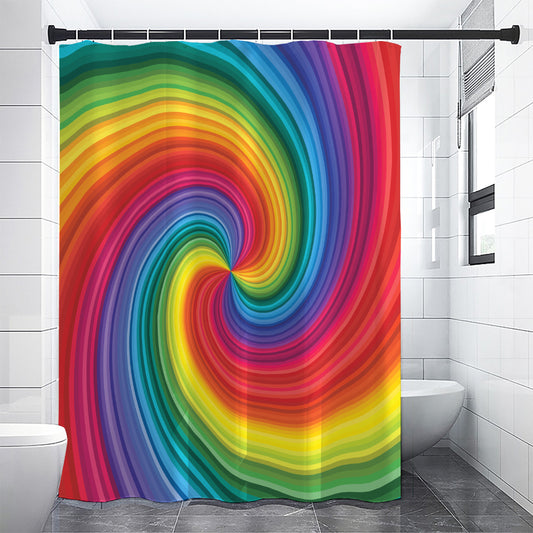 Rainbow Swirl Print Shower Curtain