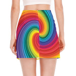 Rainbow Swirl Print Side Slit Mini Skirt
