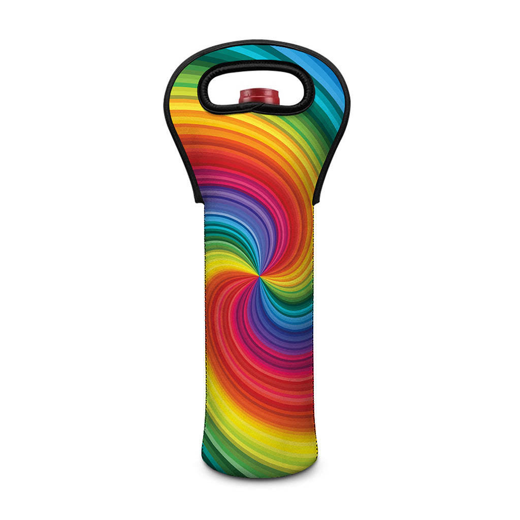 Rainbow Swirl Print Single Neoprene Wine Tote