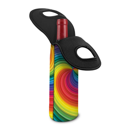 Rainbow Swirl Print Single Neoprene Wine Tote
