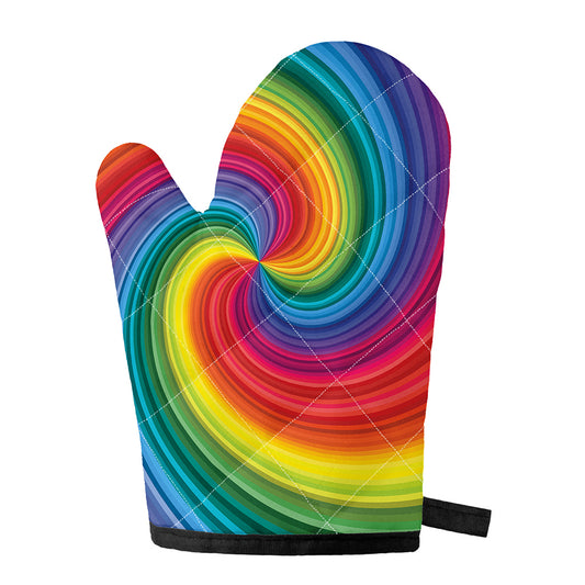 Rainbow Swirl Print Single Oven Mitt