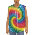 Rainbow Swirl Print Sleeveless Baseball Jersey