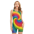 Rainbow Swirl Print Sleeveless One Piece Swimsuit