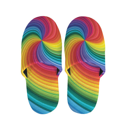 Rainbow Swirl Print Slippers