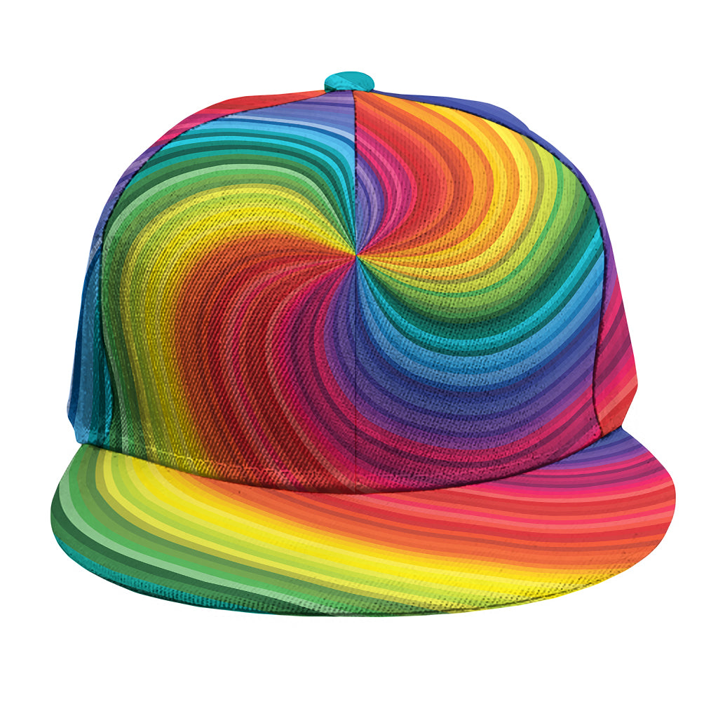 Rainbow Swirl Print Snapback Cap