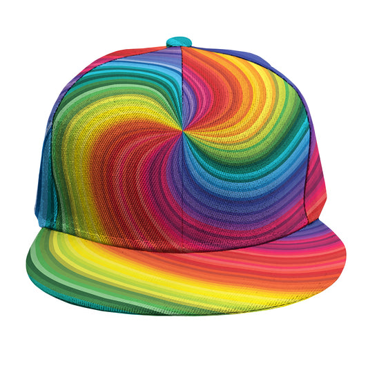 Rainbow Swirl Print Snapback Cap