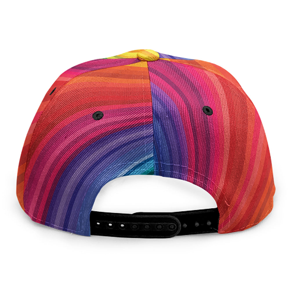 Rainbow Swirl Print Snapback Cap