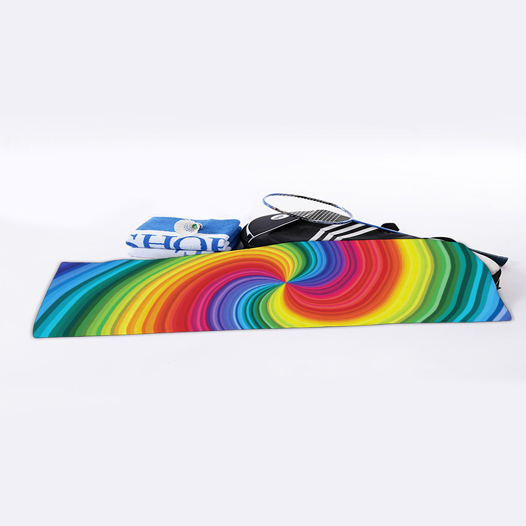 Rainbow Swirl Print Sports Towel