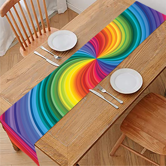 Rainbow Swirl Print Table Runner