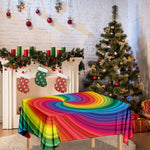 Rainbow Swirl Print Tablecloth