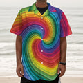 Rainbow Swirl Print Textured Short Sleeve Shirt
