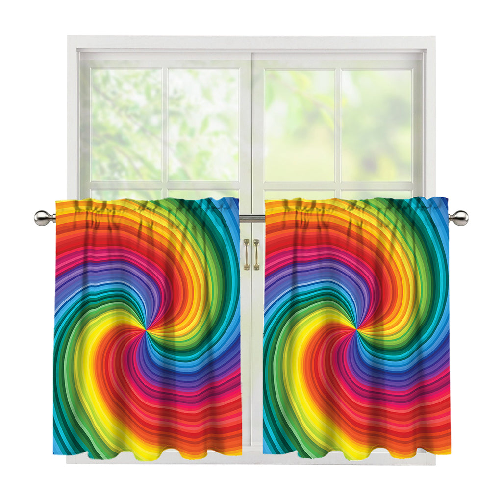 Rainbow Swirl Print Tier Curtains