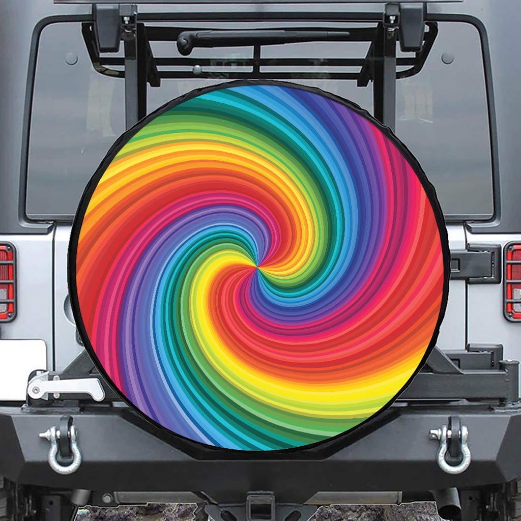 Rainbow Swirl Print Tire Cover