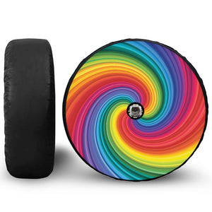 Rainbow Swirl Print Tire Cover With Camera Hole