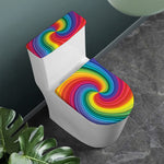 Rainbow Swirl Print Toilet Lid And Tank Cover Set
