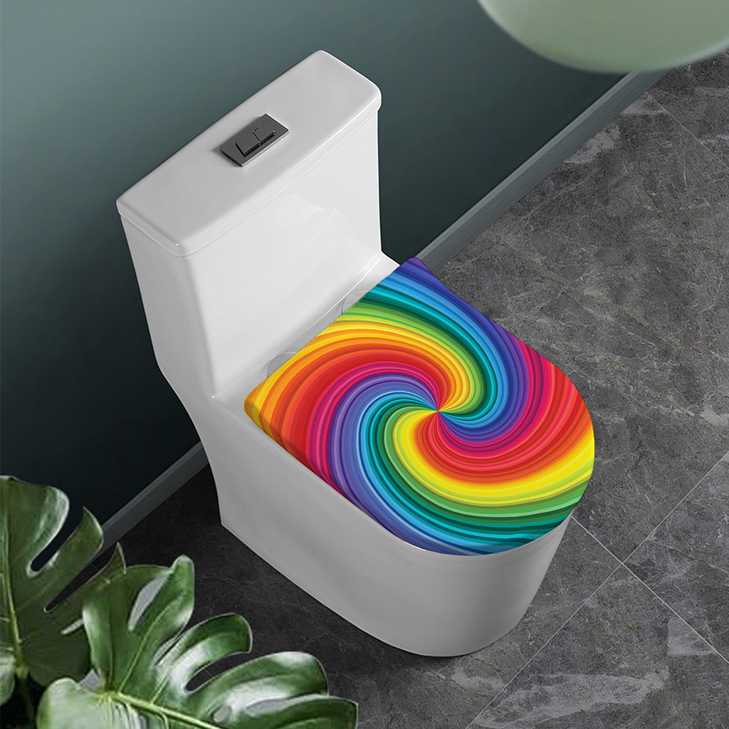 Rainbow Swirl Print Toilet Lid Cover