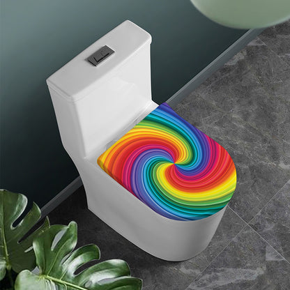 Rainbow Swirl Print Toilet Lid Cover